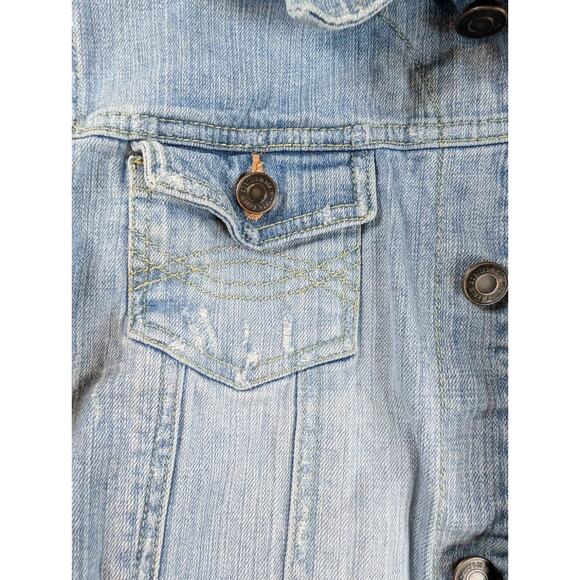 Abercrombie & Fitch Women’s Distressed VTG 90s Jean Jacket Med Light Blue Sz XL - Picture 12 of 12